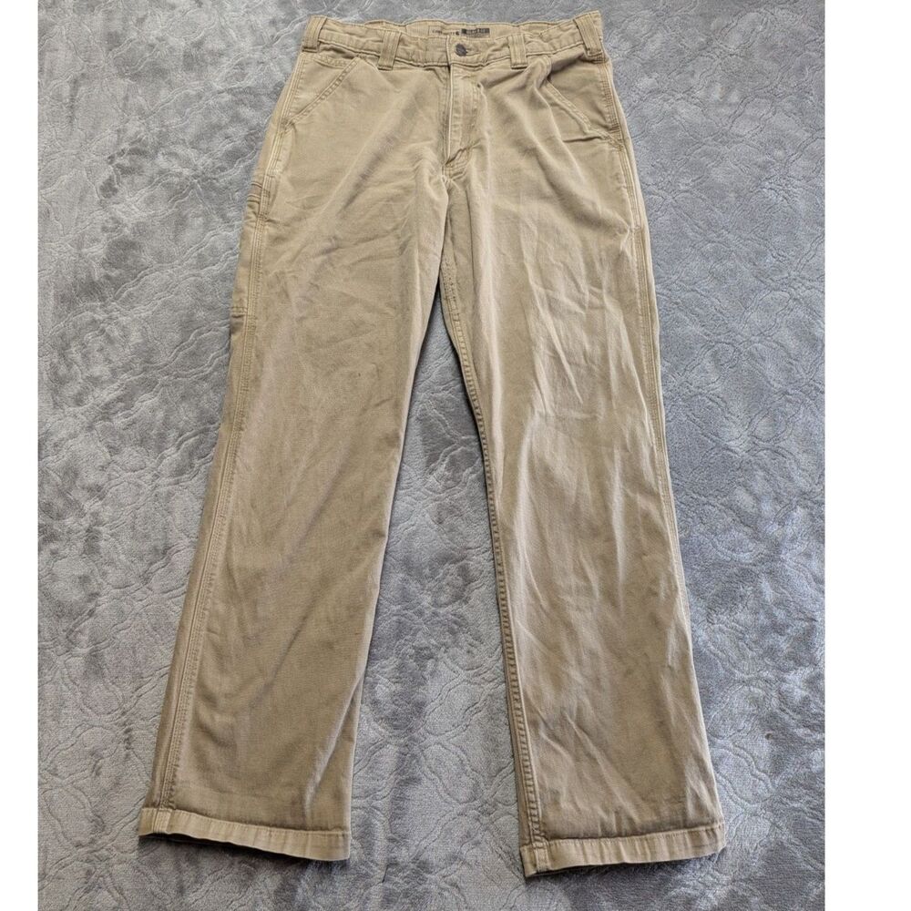 Carhartt Mens 32x32 Rugged Flex Relaxed Fit Canvas Work Pants Tan